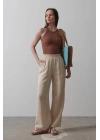 Yıkamalı Müslin Pantolon - Taş