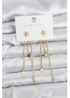 Yıldız Model Gold Renk Pirinç Sallantılı Kadın Küpe