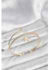 Yıldızlı Model Pirinç Gold Renk Kadın Bileklik