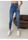 Yüksek Bel Likralı Jean Pantolon 90 Cm
