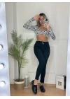 Yüksek Bel Likralı Jean Pantolon 90 Cm