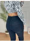 Yüksek Bel Likralı Jean Pantolon 90 Cm
