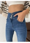 Yüksek Bel Likralı Jean Pantolon 90 Cm