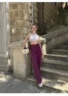 Yüksek Bel Palazzo Metal DüğmePantolon