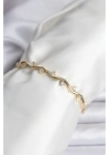 Zikzak Model Pirinç Gold Renk Bileklik