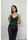 Zümrüt Askılı Degaje Bluz