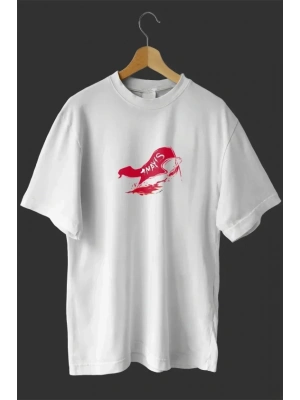 1 Mayıs Emekçiler Günü Baskılı Oversize Bisiklet Yaka T-shirt - Beyaz