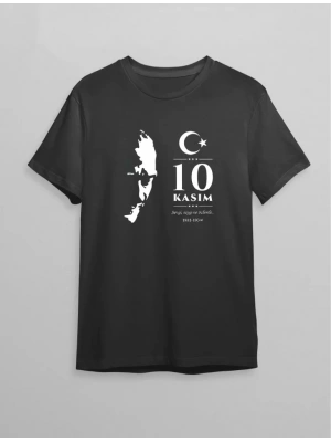 10 Kasım Atatürk Baskılı T-shirt - Siyah