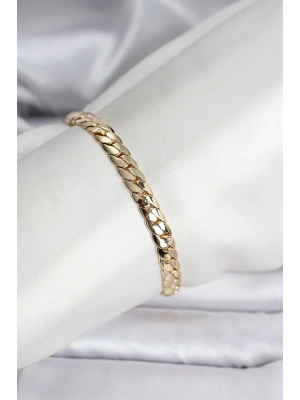 14K Gold Renk Kaplama Ezme Zincir Model Kadın Bileklik