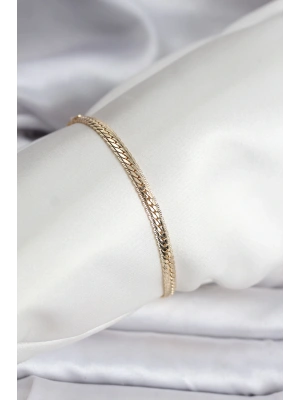 14K Gold Renk Kaplama Lazer Ezme Zincir Model CM Kadın Bileklik