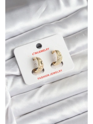 14K Gold Renk Kaplama Lazer Halka CM Kadın Küpe