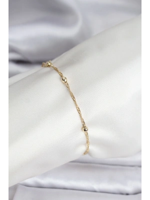 14K Gold Renk Kaplama Topçuklu Model CM Kadın Bileklik