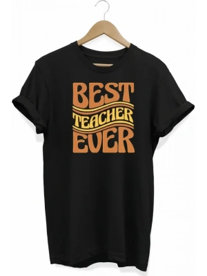24 Kasım Öğretmenler Günü Hediye Baskılı Oversize Bisiklet Yaka T-shirt - Siyah