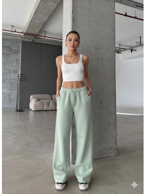 3 iplik şardonlu oversize eşofman mint yeşili