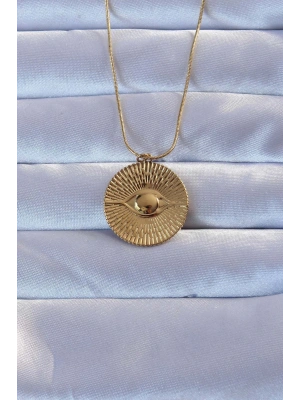 316L Altın Renk İşlemeli Göz Kolye