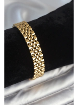 316L Çelik 12 mm Kalınlıkta Gold Renkli Erkek Bileklik