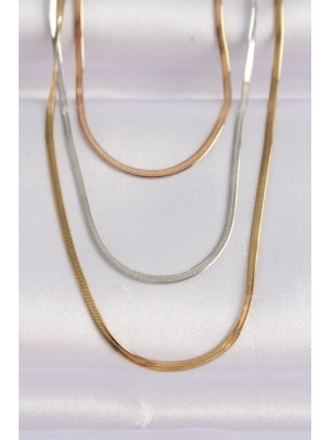 316L Çelik 3 Renkli İtalyan Zincir Çoklu Kolye