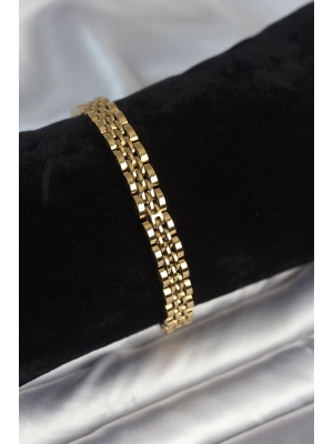 316L Çelik 7 mm Kalınlıkta Gold Renkli Erkek Bileklik