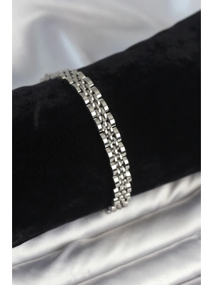 316L Çelik 7 mm Kalınlıkta Gümüş Renkli Erkek Bileklik