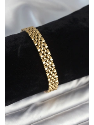 316L Çelik 9 mm Kalınlıkta Gold Renkli Erkek Bileklik