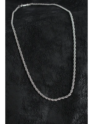 316L Çelik Burgu Zincir Model Gümüş Renk Erkek Kolye