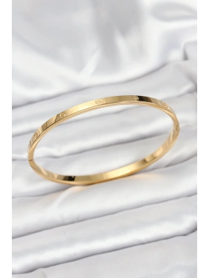 316L Çelik Gold Renk 65 mm İnce Kadın Kelepçe Bileklik