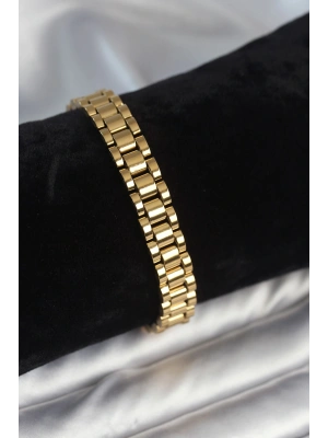 316L Çelik Gold Renk 9 mm Kalınlık Erkek Bileklik