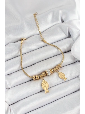 316L Çelik Gold Renk Balık Model Kadın Bileklik