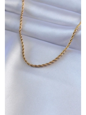 316L Çelik Gold Renk Burgu Model 45 cm Kadın Kolye