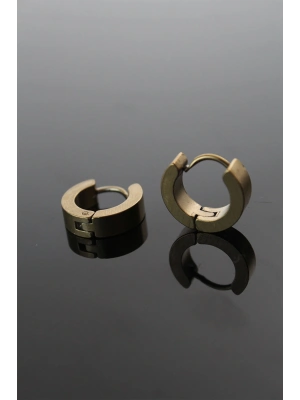 316L Çelik Gold Renk Halka Model Çift Küpe