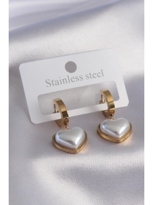 316L Çelik Gold Renk Kalp Model Kadın Küpe