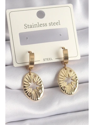 316L Çelik Gold Renk Kutup Yıldız İşleme Kadın Küpe