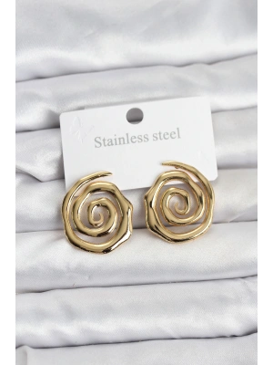 316L Çelik Gold Renk Sarmal Model Kadın Küpe