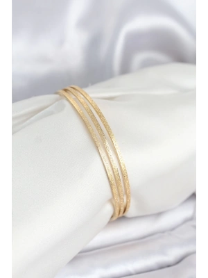 316L Çelik Gold Renk Simli Model Ajda 65 mm Kadın Bileklik