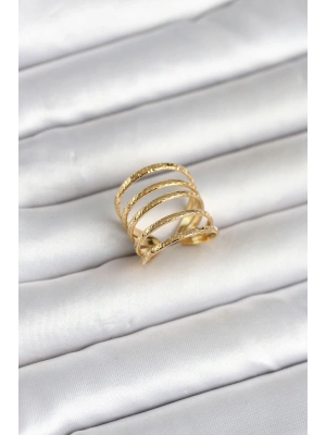 316L Çelik Gold Renk Sıralı Model Kadın Yüzük