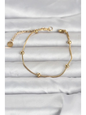 316L Çelik Gold Renk Top Zincirli Kadın Bileklik