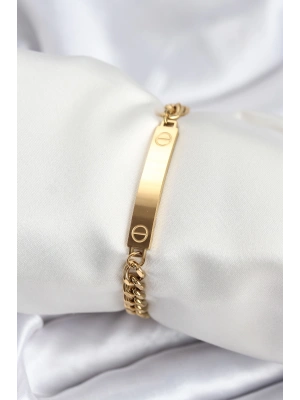 316L Çelik Gold Renk Yazı Yazmaya Uygun Kadın Bileklik