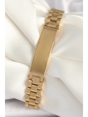 316L Çelik Gold Renk Zincir Künye Model Erkek Bileklik