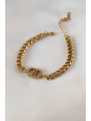 316L Çelik Gold Renk Zincir Model Kadın Bileklik