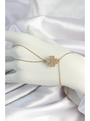 316L Çelik Gold Renk Zincirli Dönen Yonca Figürlü Şahmeran