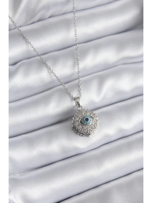 316L Çelik Gold Renk Zirkon Taşlı Göz Model Kadın Kolye