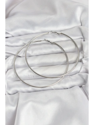 316L Çelik Gümüş Renk 75 mm Halka Küpe