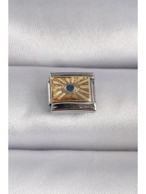 316L Çelik Gümüş Renk Altın Göz İşlemeli Nomination Charm