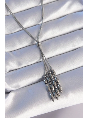 316L Çelik Gümüş Renk Boyu Ayarlanabilir Sallantılı Model Kolye