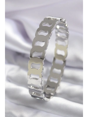 316L Çelik Gümüş Renk Geçme Halka Model Kadın Kelepçe