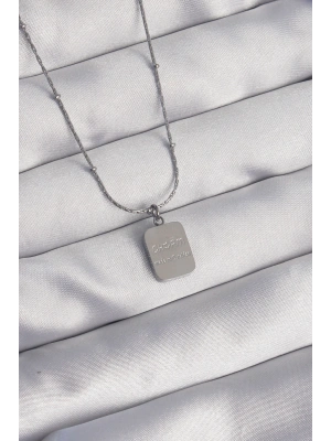 316L Çelik Gümüş Renk Kare Charm Model Kolye