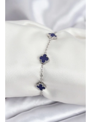 316L Çelik Gümüş Renk Lacivert Baby Boy Yonca Kadın Bileklik