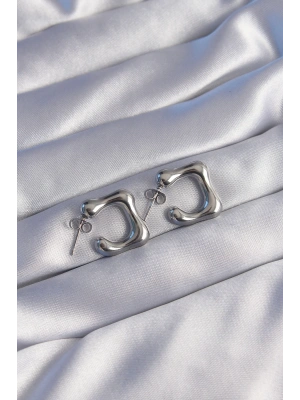 316L Çelik Gümüş Renk Minimal Bubble Küpe