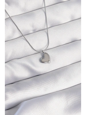 316L Çelik Gümüş Renk Minimal Kalp Tasarımlı Kolye