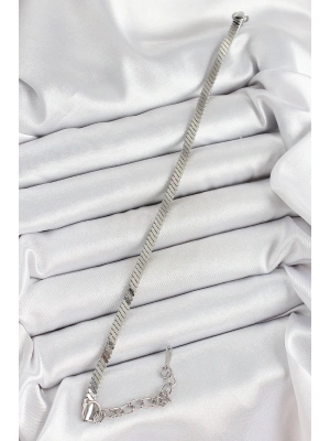 316L Çelik Gümüş Renk Yassı Zincir Model Kadın Bileklik